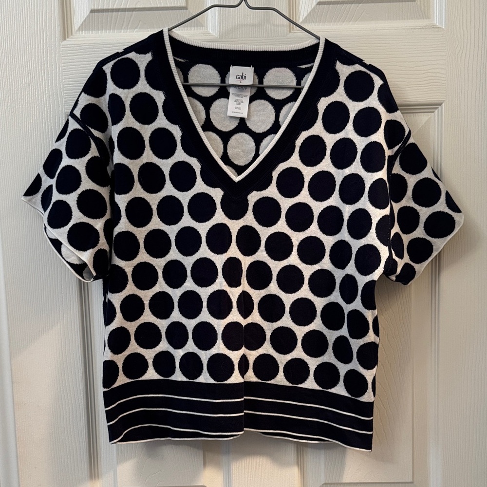 Cabi brand - Navy and White Polka Dot Women's Top